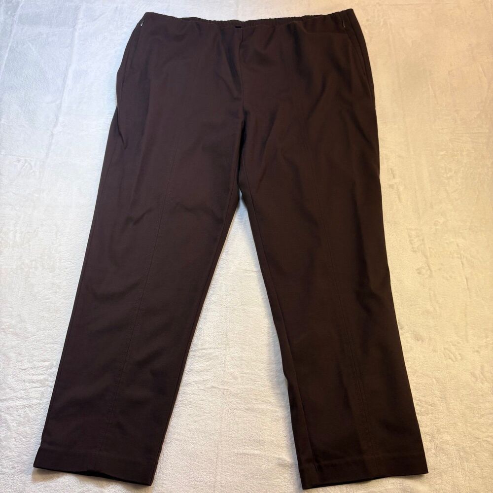 J Jill Essential Cotton Stretch Pants Womens 20W Brown Pull On Straight Leg NWT